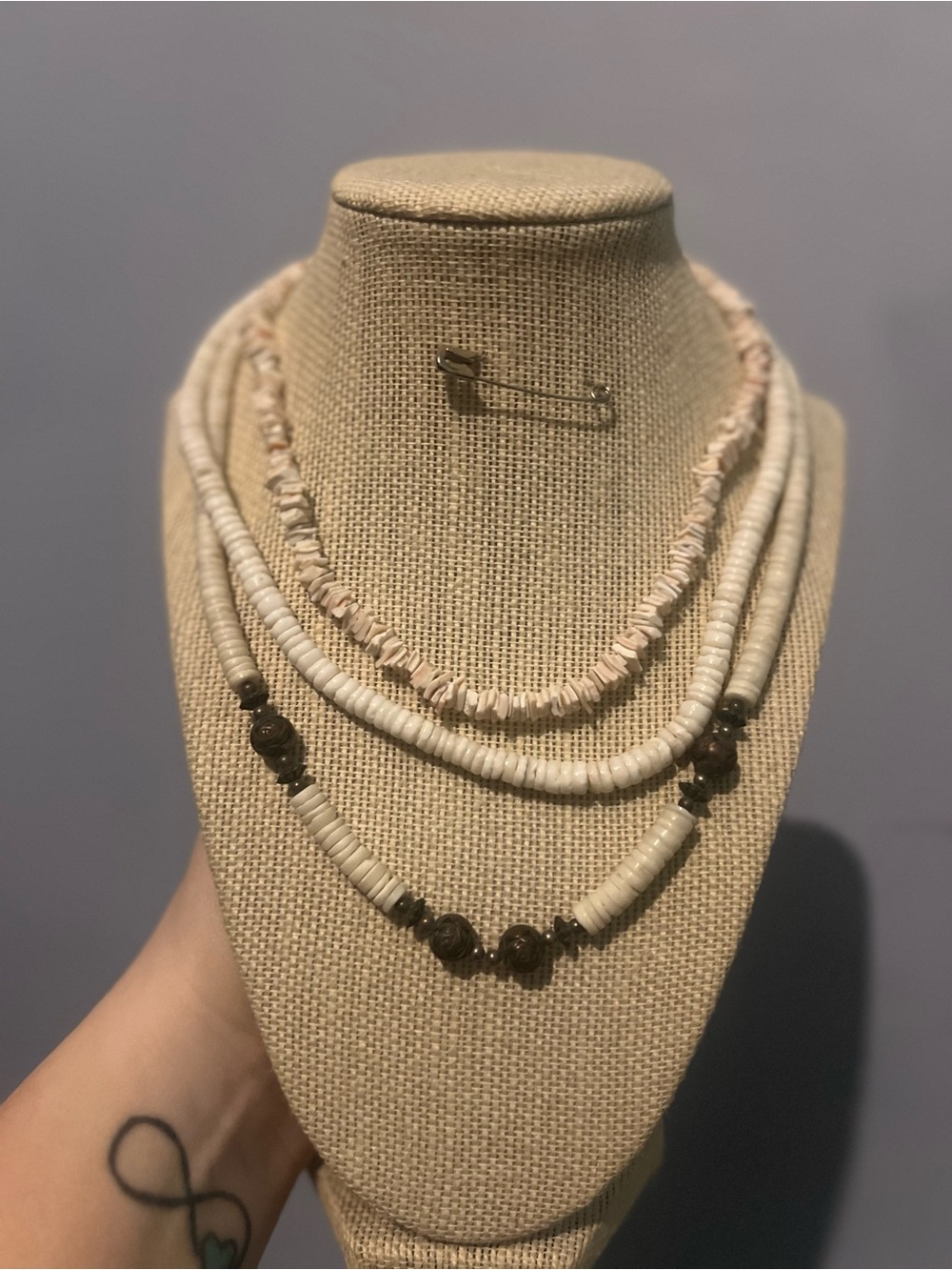 Layered Cream Beaded Women's Necklace Set